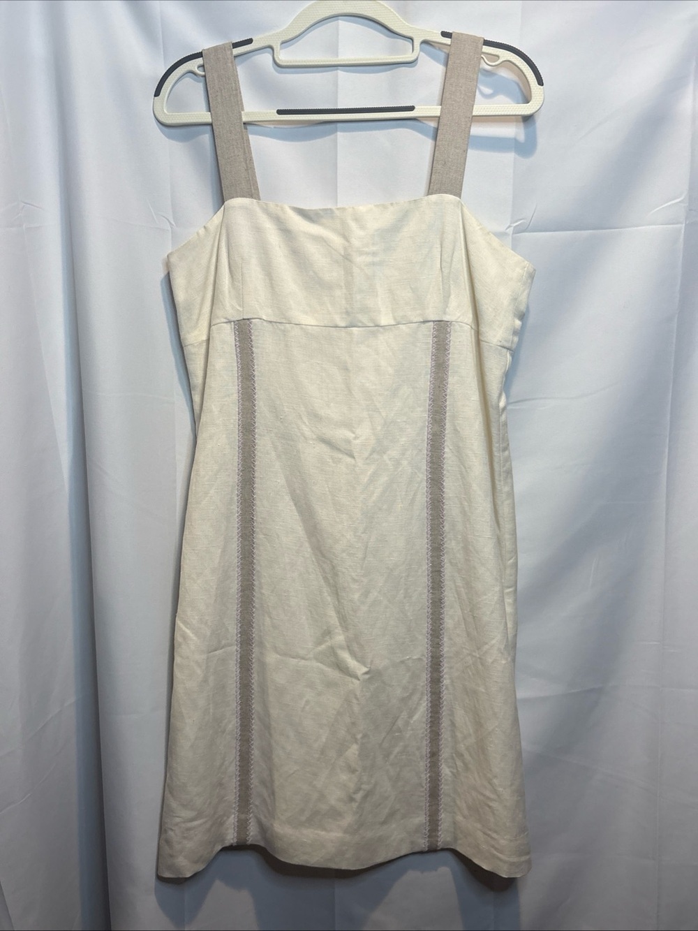 Harve Benard Cream Mini Dress with Taupe Contrast Straps